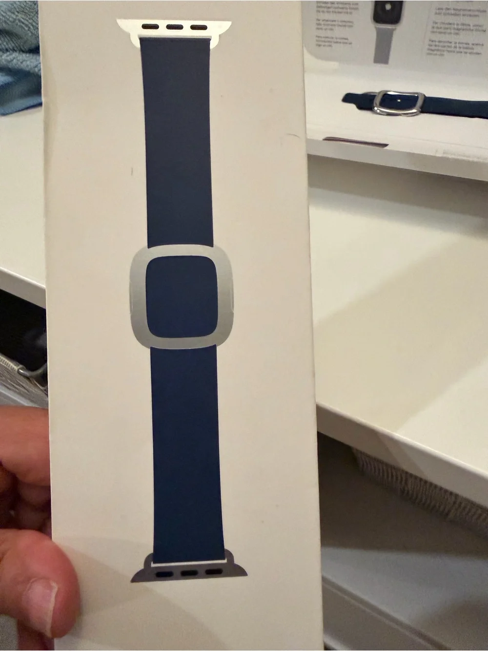 Apple Watch Deep Sea Blue Modern Buckle Leather Band Stainless Steel 40mm